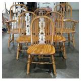 Six dining chairs, 2 captains and 4 side, wear as