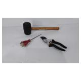 Tools, mallet, pick, Fishers garden clipper