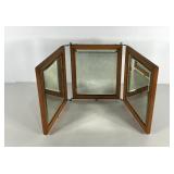 Old three way travel mirror with beveled glass