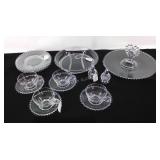 Candlewick pattern glass dishes and serving