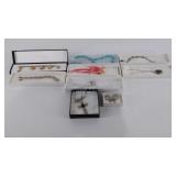 Costume jewelry, bracelets, necklaces, pin