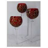 Set of three Holiday votive holders with candles