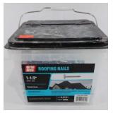 Partial 30lb container of roofing nails, bonus