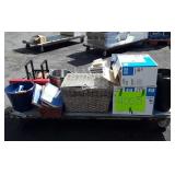 Skid of: glass wine decanters, Cuisinart streamer