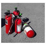 Four fire extinguishers and a kiddie  dual