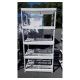 5 section poly storage shelf , 73 tall  x 36