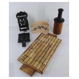 Kitchen items, cast iron matchbox holder and