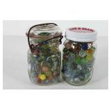 Two jars of marbles