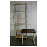 Tall 74" shelf and table-cracked on edge as shown