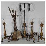 Fireplace group, includes brass fireplace