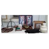 Group of pottery flower vases, McCoy soup bowls,