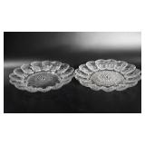 Glassware, two deviled egg plates, 11"