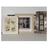 Wall art group, 5 pieces of floral themed art,