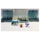 Fishing tackle, three plastic container with