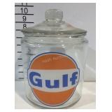 Gulf advertising glass jar canister with lid
