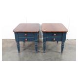 Pair of painted end tables, 21" x 22" x 25"