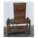 Wooden filling cabinet and rolling stand, 14" x