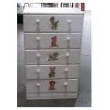 Pianted white 5 drawer dresser with stenciled