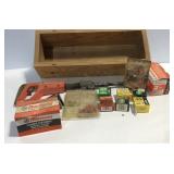 Wooden storage box with hardware and Remington