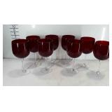 Set of 8 red stemware wine glasses, 8.5" tall