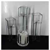 Beveled glass candle holders including set of