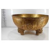Large metallic decor bowl with three lion