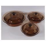 Corning vision ware, casserole dishes (3)