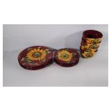 Plate and bowl set for 4, hand painted