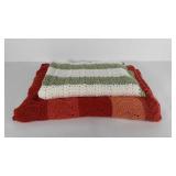 Two knit throws, green & white measures 36x50 and
