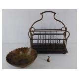Brass decorative items, magazine rack, decorated