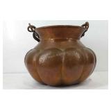 Hand pounded copper pot, 8" × 6"