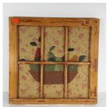 Window pane fabric wall hanging,  measures 22x21