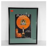 Advertising print, framed and matted, 17x21