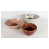 Three stoneware bowls, 7", 10" and 12", the 12"