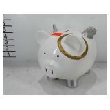 Ceramic angel piggy bank with glitter, includes