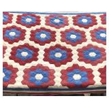 Early red, white and blue quilt, shows age wear,