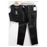 Leather pants and vest, both new with tags, size