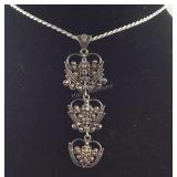 Sterling silver necklace with openwork pendant
