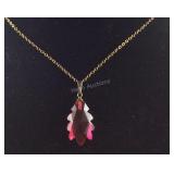 Gold filled necklace with red facteted stone 17in