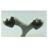 Sterling silver engraved hearts stud earrings