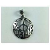 Sterling silver Celtic peace sign pendant