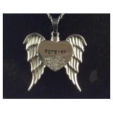Austrian crystal necklace 20in angel wings