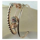 Three Austrian crystal rosetone charm bracelets