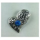 Sterling silver lab opal heart pendant