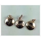 Three Rose gold over Sterling silver pendants