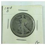 1918 S walking liberty half dollar