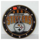 Glass Steelers clock, 12"