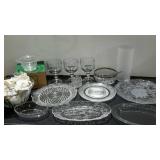 Clear glass group, includes serving platters,