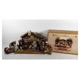 Porcelain nativity set with creche, 2001