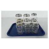 Nine Mason jars, includes Ball and Kerr